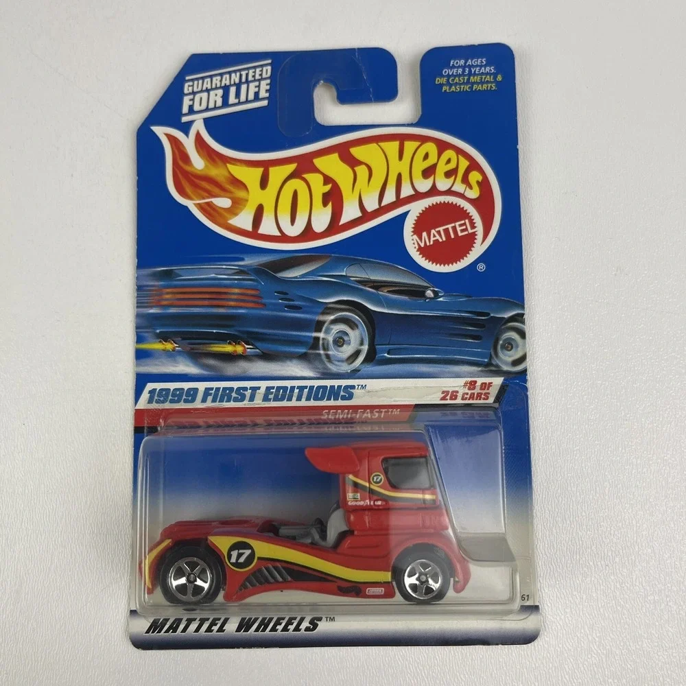 1999 Hot Wheels Vintage First Editions Semi Fast Truck Red 5 Spoke Wheels
